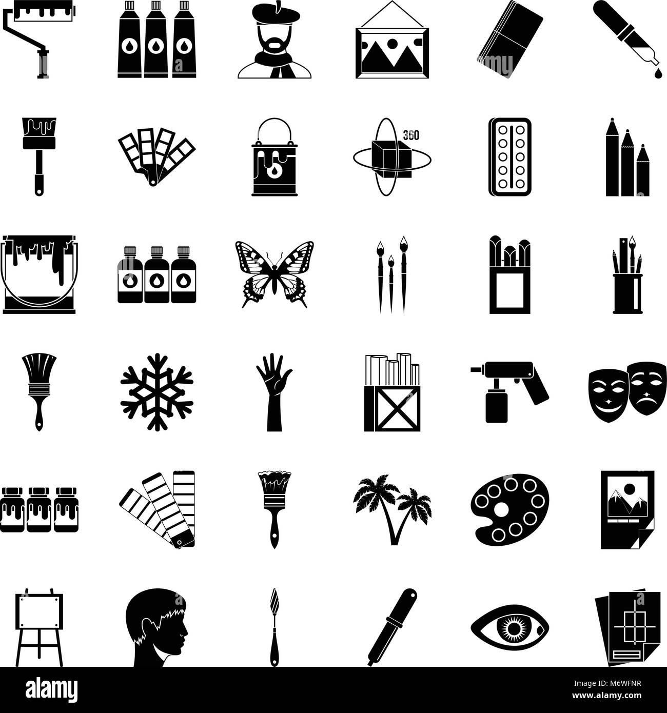 Art high school icons set, simple style Stock Vector