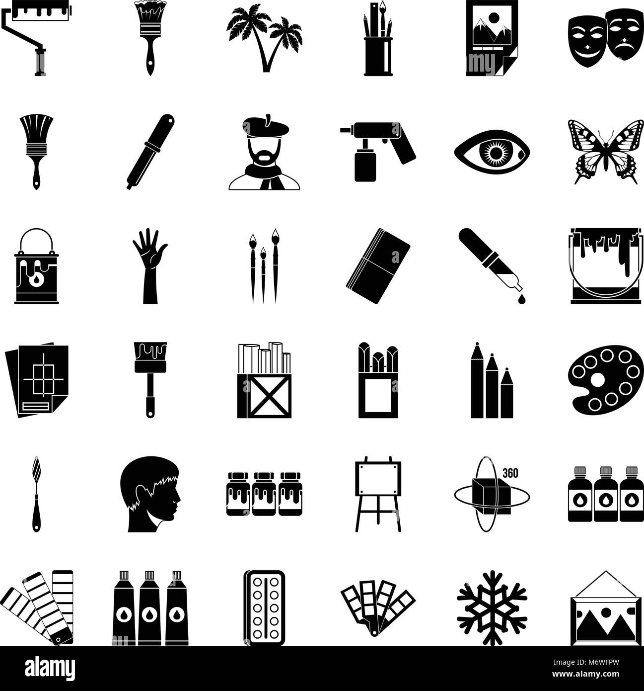 Art college icons set, simple style Stock Vector