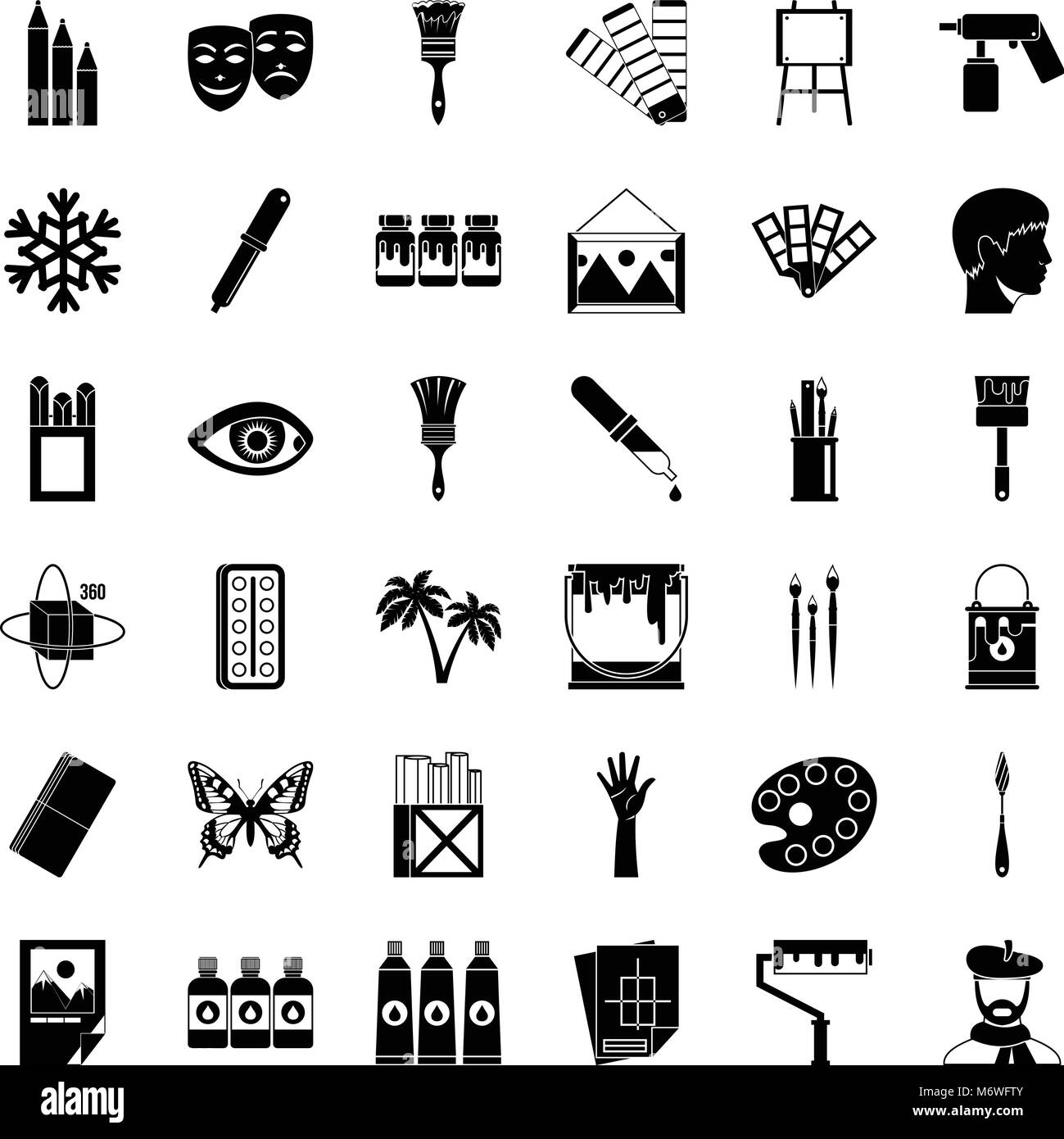 Applied art icons set, simple style Stock Vector