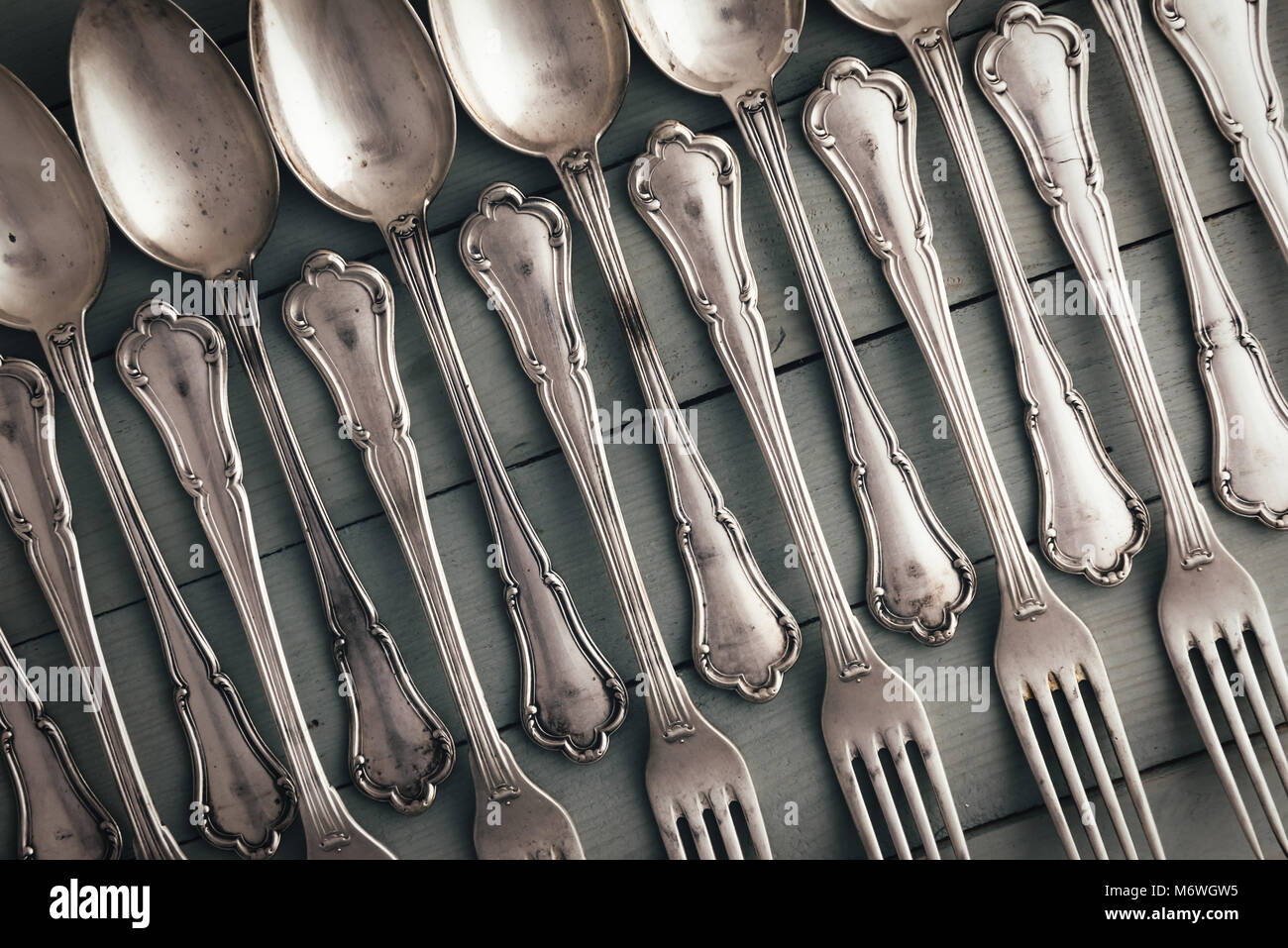 Antique silver flatware hires stock photography and images Alamy