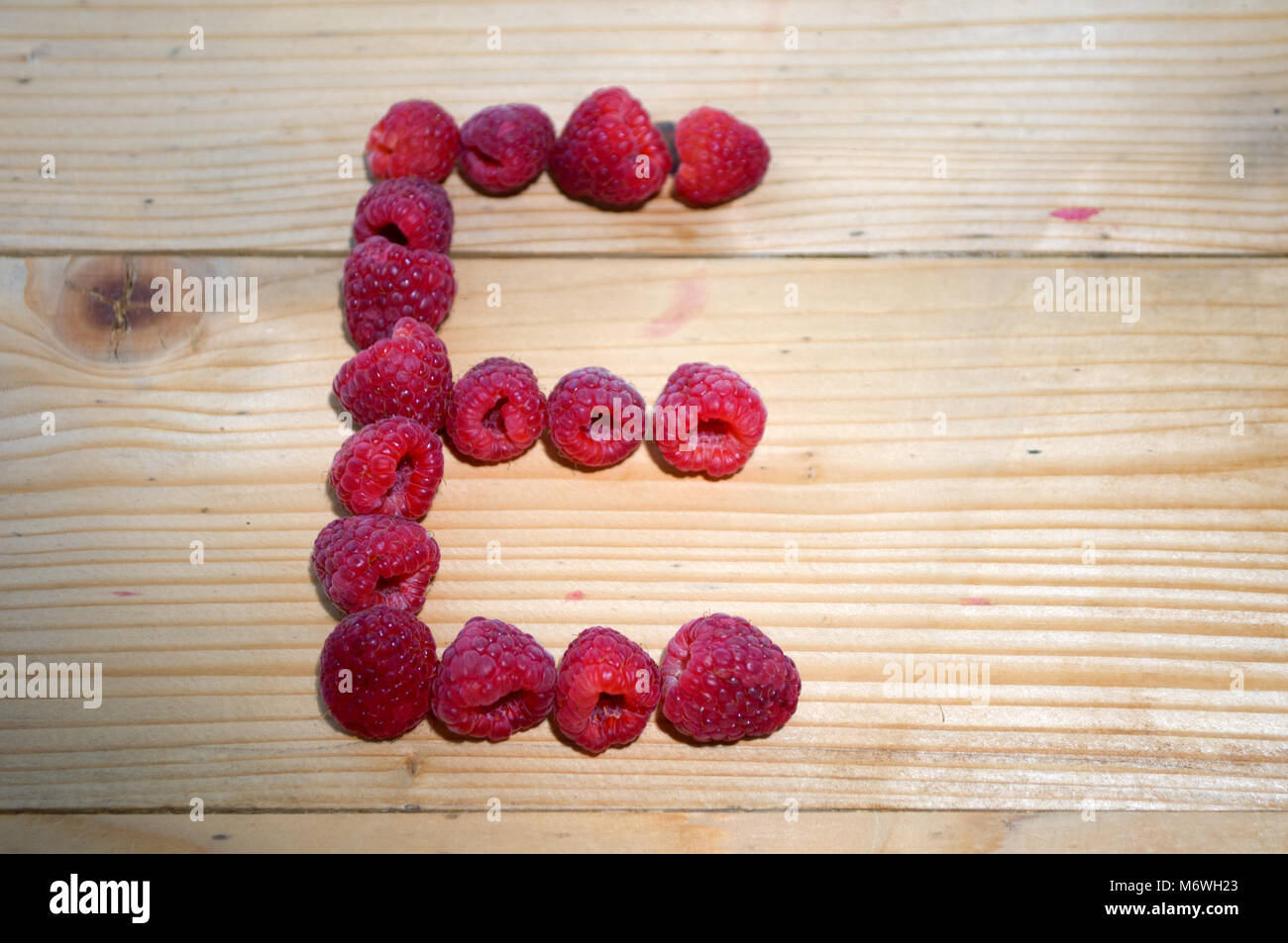 Alphabetical letters made of raspberries on a white background Stock ...