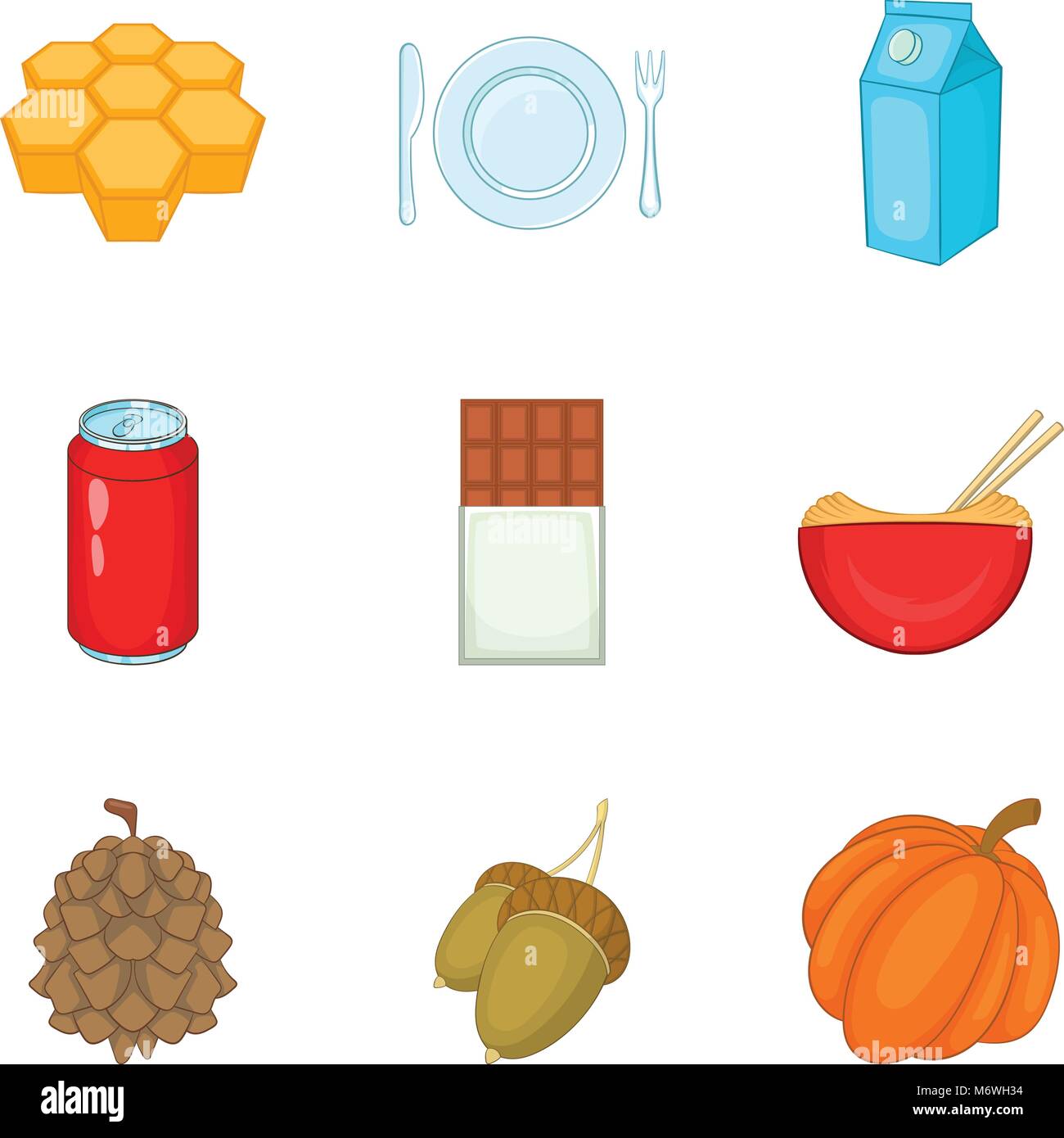 Vegan food icons set, cartoon style Stock Vector Image & Art - Alamy