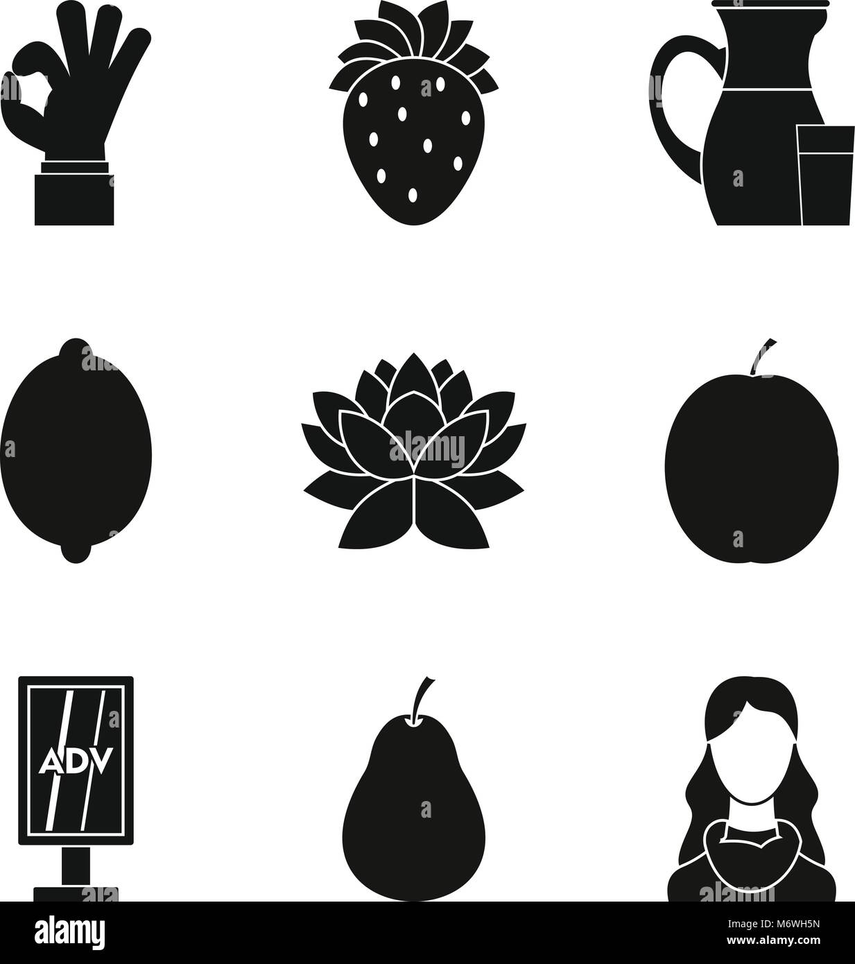 Vegetarian cafe icons set, simple style Stock Vector Image & Art - Alamy