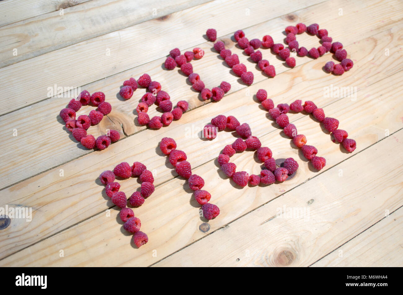 written-eating-plan-with-raspberry-stock-photo-alamy
