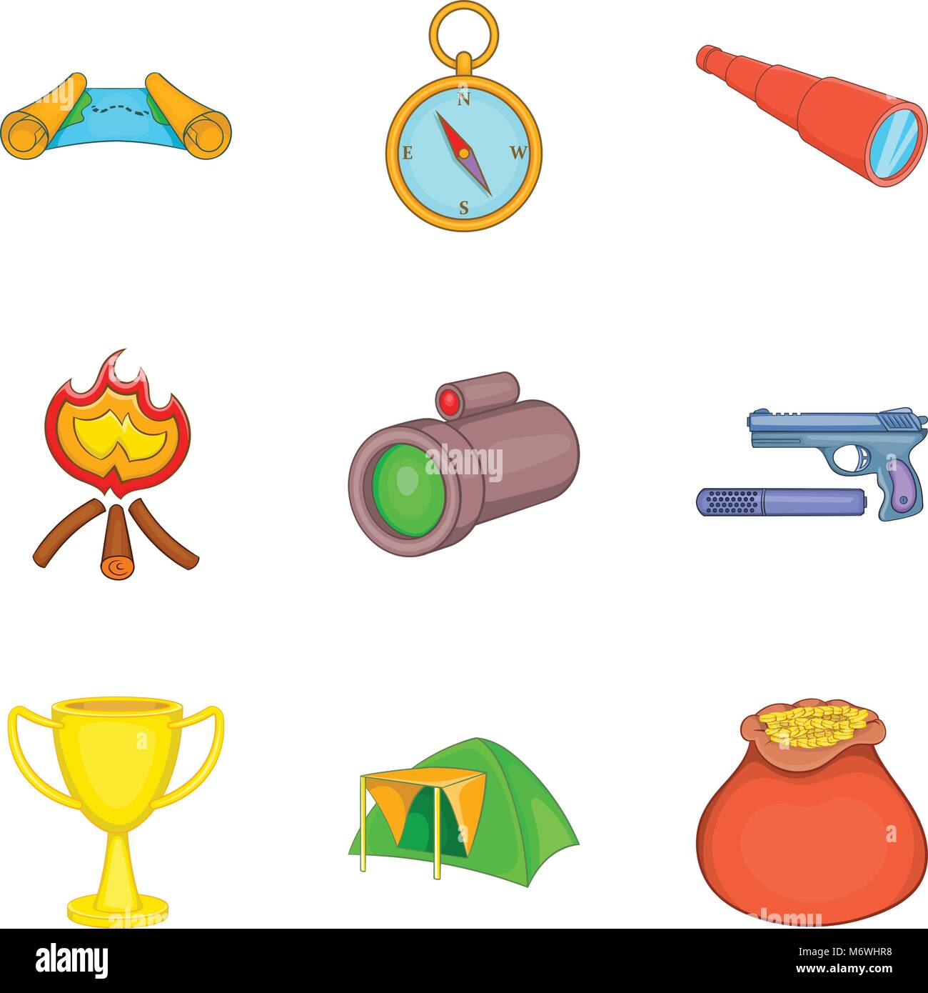 Hunting area icons set, cartoon style Stock Vector Image & Art - Alamy
