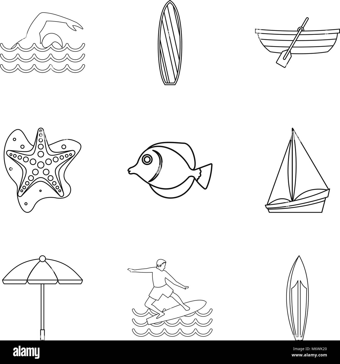 Water lifestyle icons set, outline style Stock Vector Image & Art - Alamy