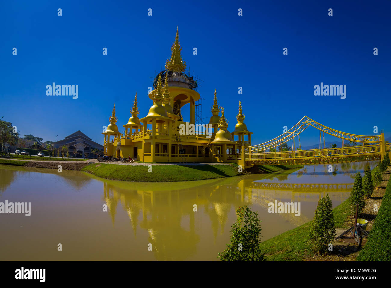 CHIANG RAI, THAILAND - FEBRUARY 01, 2018: Beautiful golden temple with ...
