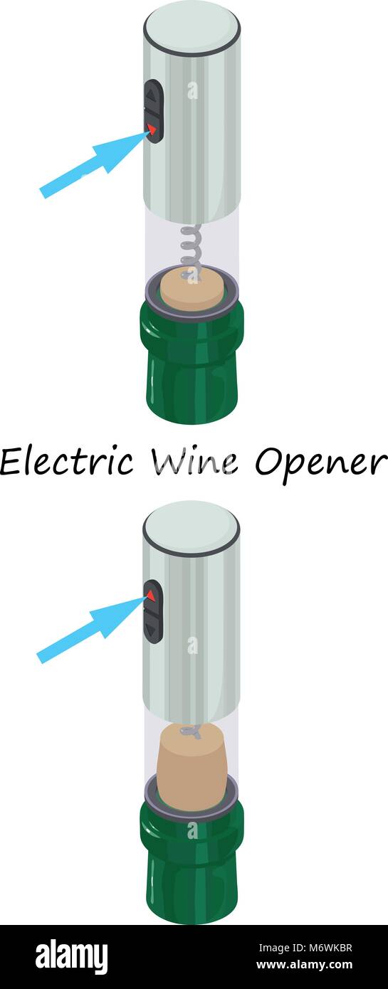 Electric wine opener icon, isometric style Stock Vector