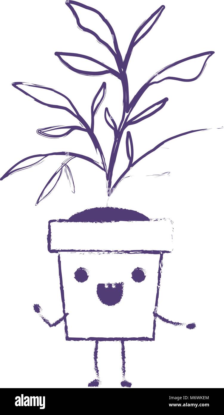 house plant in pot kawaii character Stock Vector Image & Art - Alamy