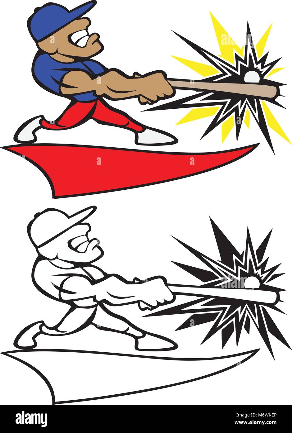 Baseball Player Swinging Bat Logo Vector Illustration Stock Vector