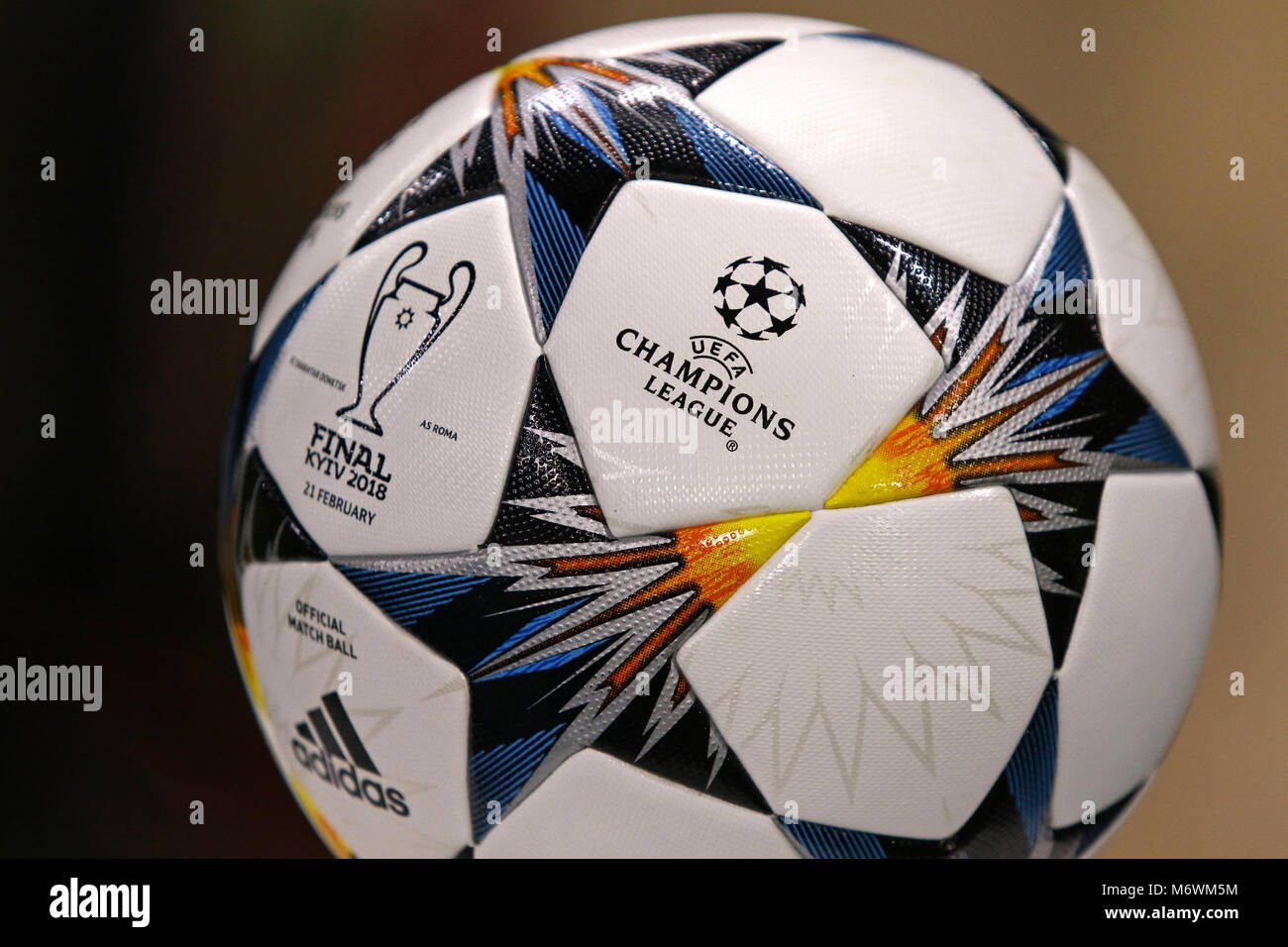KHARKIV, UKRAINE - FEBRUARY 21, 2018: Close-up official match ball of UEFA  Champions League Final 2017/18 before Champions League Round of 16 game Sha  Stock Photo - Alamy