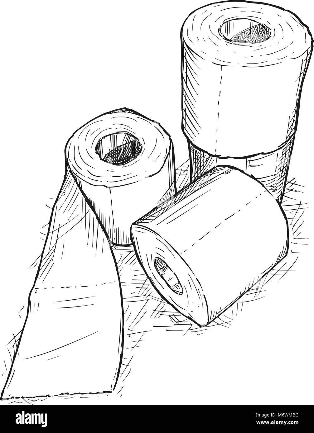 Vector Hand Drawing of Rolls of Toilet Paper Stock Vector Image & Art -  Alamy