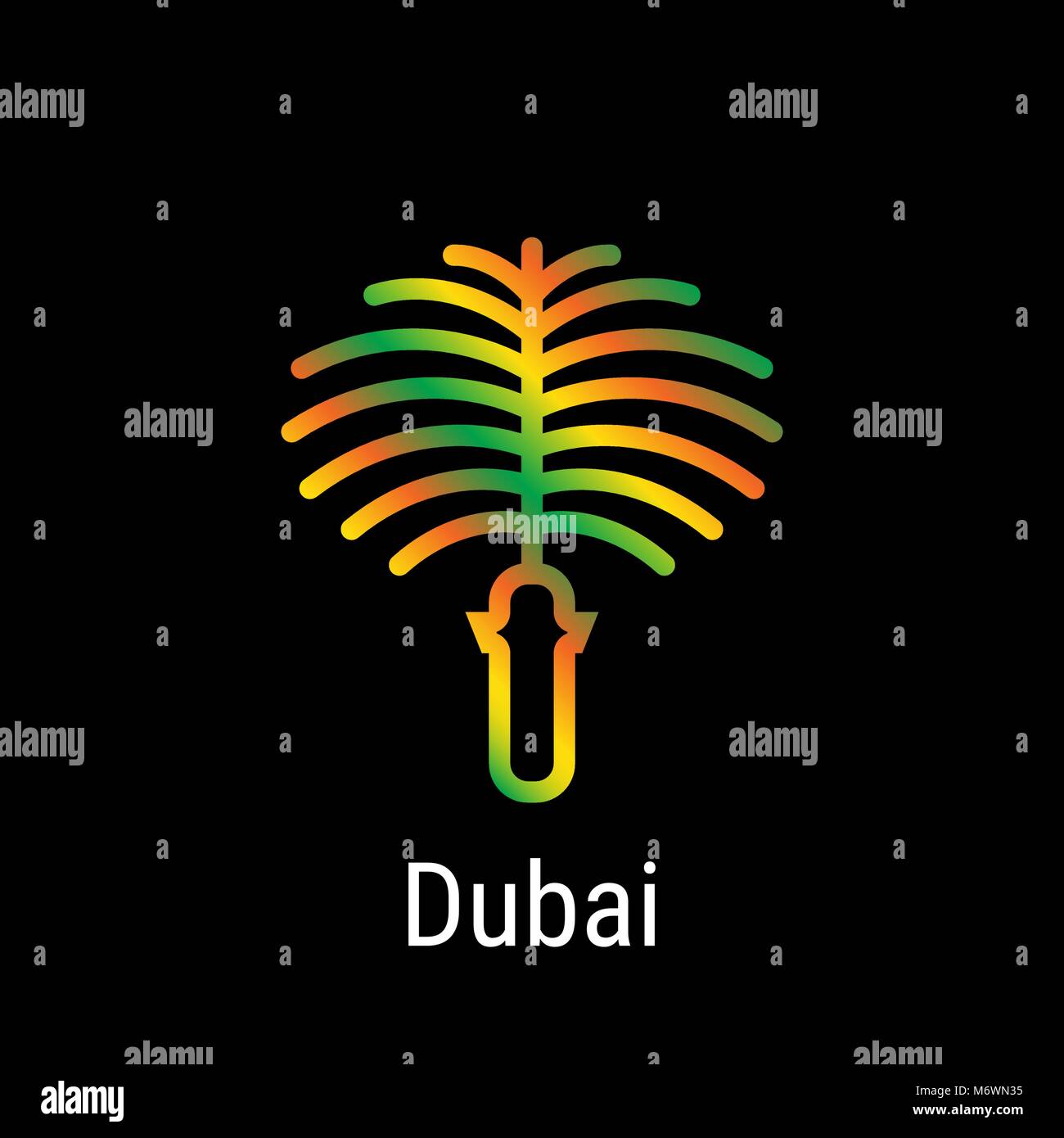 Dubai, United Arab Emirates Vector Line Icon Stock Vector