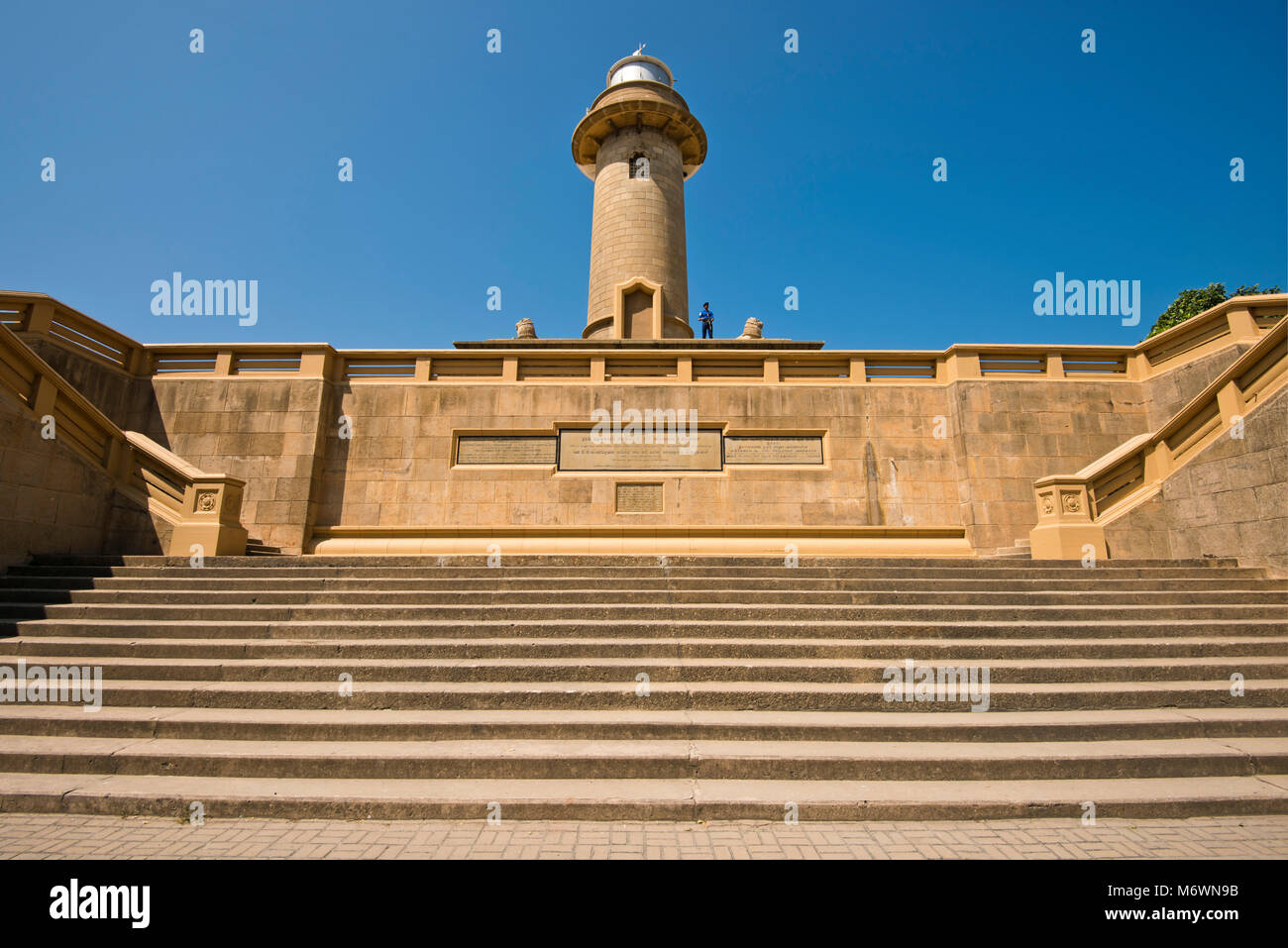 Horizontal view of the Galle Buck Lighthouse now unused due to being landlocked by the Colombo Port City project, Sri Lanka. Stock Photo