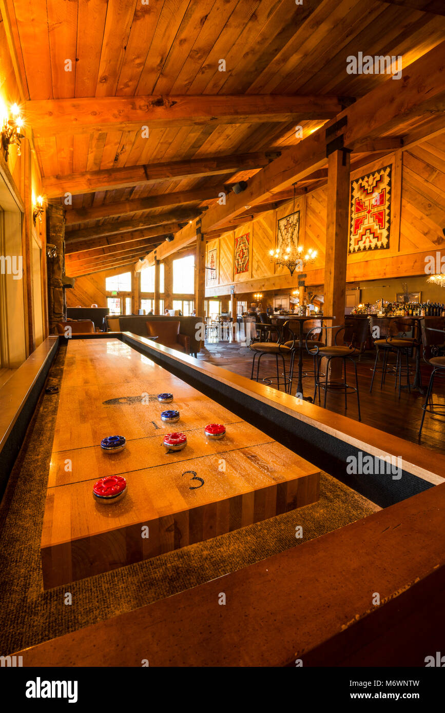 The interior of the lodge at the Highlands Ranch Resort located just