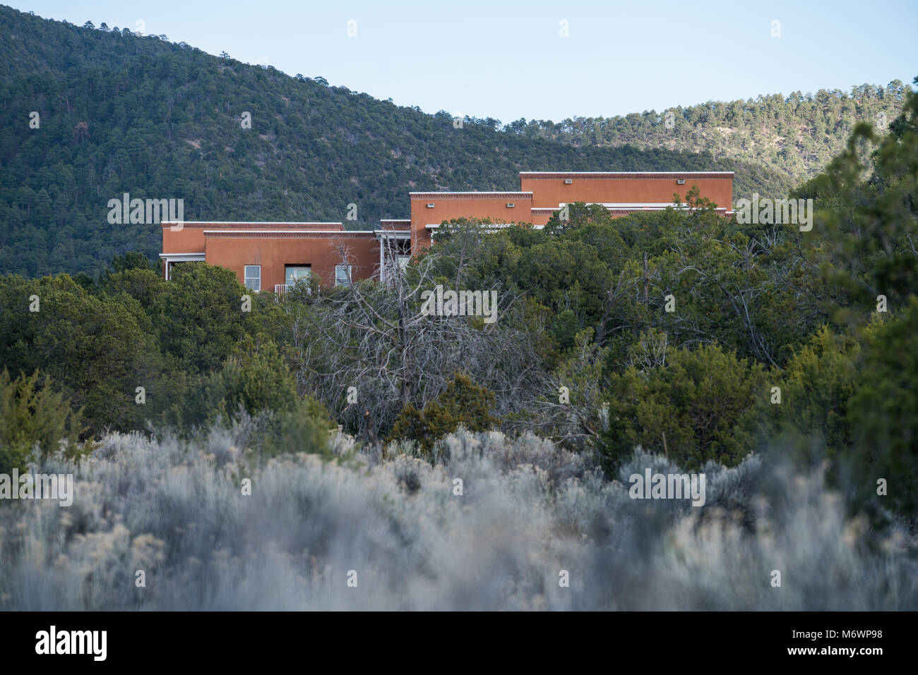 A private residence nestled in the high desert hillside of Santa Fe