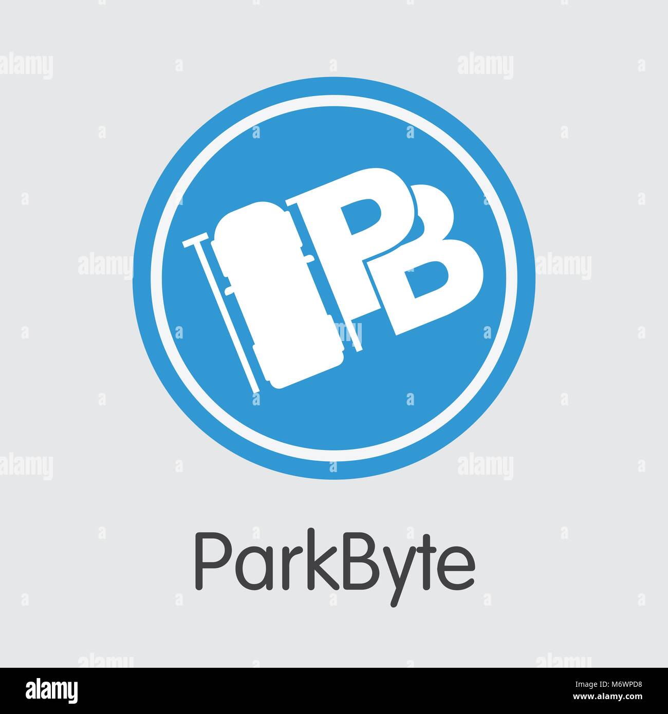 Parkbyte Cryptographic Currency - Vector Symbol. Stock Vector