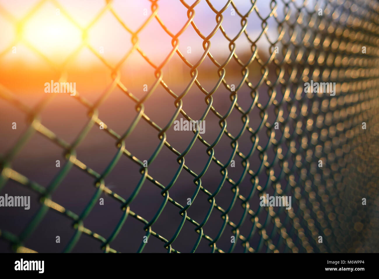 fence with metal grid in perspective, background Stock Photo - Alamy