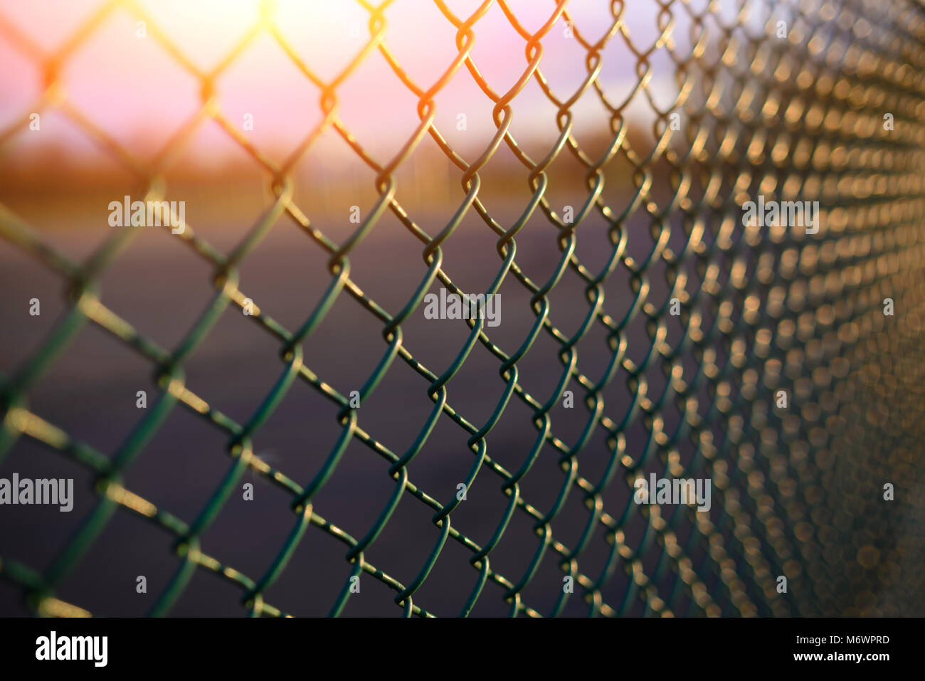 fence with metal grid in perspective, background Stock Photo - Alamy