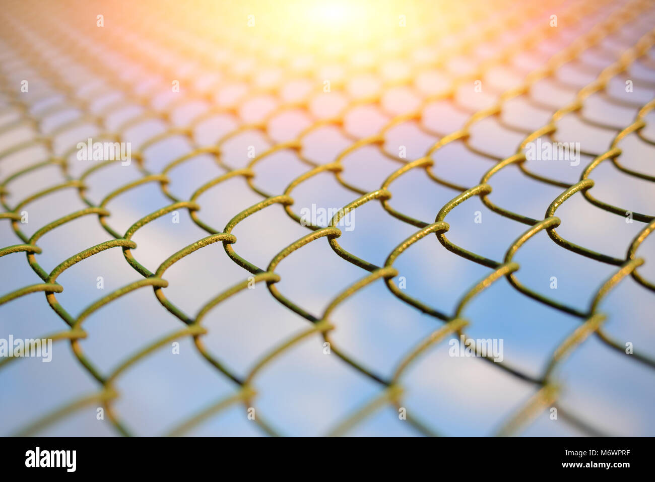 fence with metal grid in perspective, background Stock Photo - Alamy
