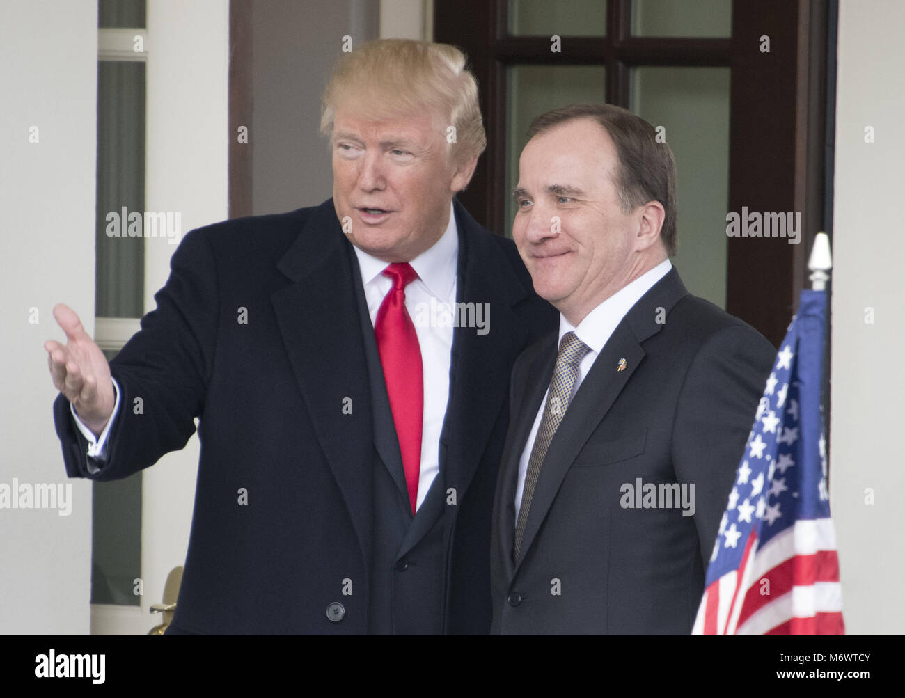 Washington, District of Columbia, USA. 6th Mar, 2018. United States President Donald J. Trump welcomes Prime Minister Stefan LÃ¶fven of Sweden to the White House in Washington, DC on Tuesday, March 6, 2018.Credit: Ron Sachs/CNP Credit: Ron Sachs/CNP/ZUMA Wire/Alamy Live News Stock Photo