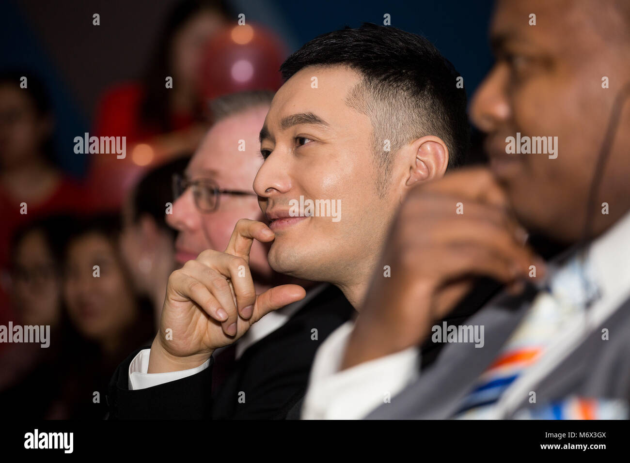Beijin, Beijin, China. 6th Mar, 2018. Beijing, CHINA-6th March 2018: The launch event of 'The Bravest Boy I Know' audio book is held in Beijing, March 6th, 2018, marking the Zero Discrimination Day. Chinese actor Huang Xiaoming attends the event as the goodwill ambassador of UNAIDS. Credit: SIPA Asia/ZUMA Wire/Alamy Live News Stock Photo