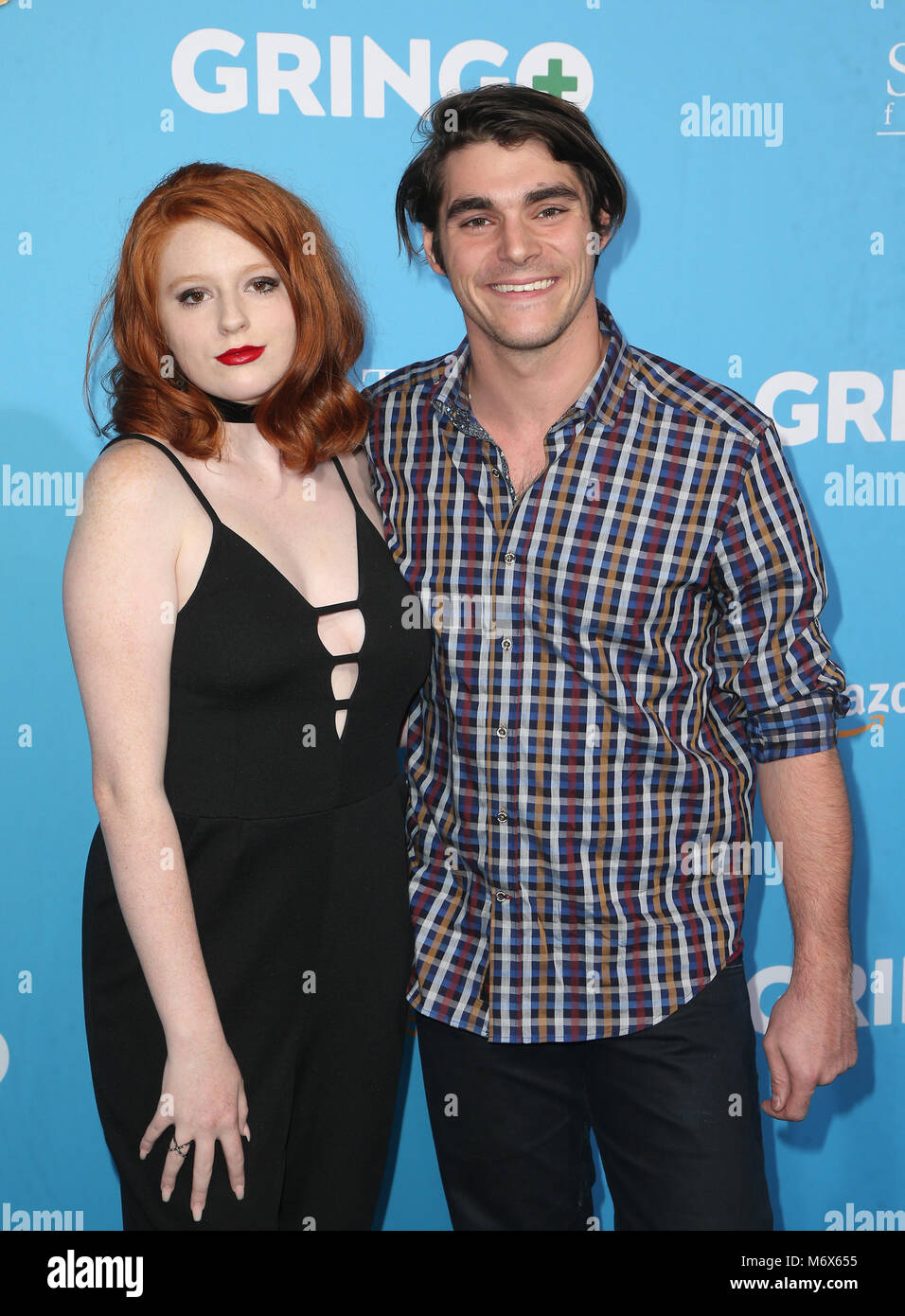 Los Angeles, Ca, USA. 6th Mar, 2018. Lacianne Carriere, RJ Mitte, at the  Woled Premiere of Gringo at L.A. Live Regal Cinemas in Los Angeles,  California on March 6, 2018. Credit: Faye