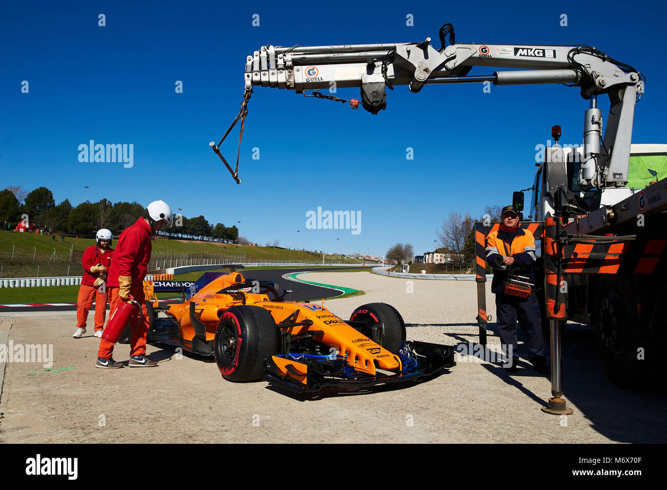 Barcelona, Spain. 7 March, 2018. The engine of Fernando Alonso of the ...