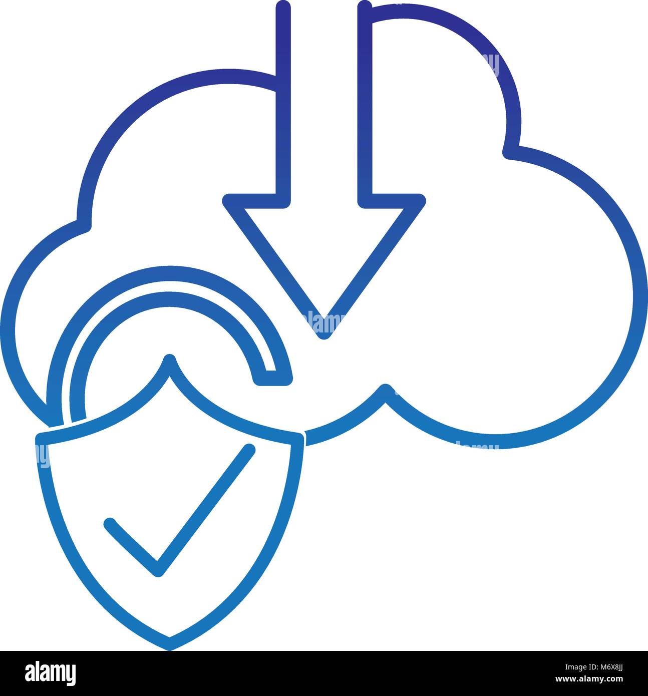 degraded line cloud data downloading and padlock good security vector ...