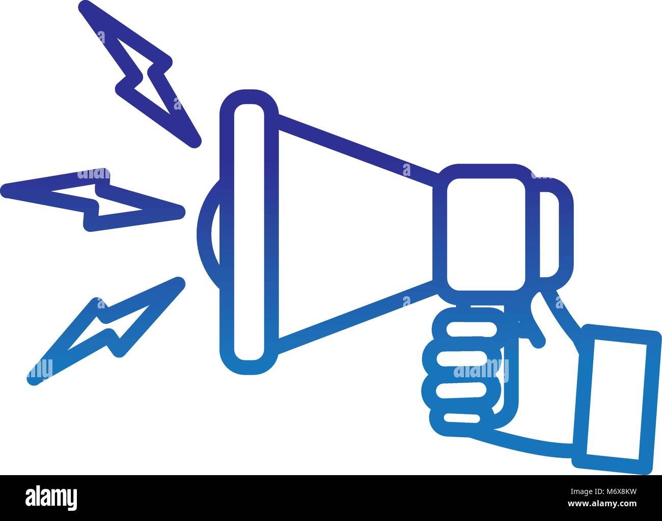 degraded line man hand with megaphone sound message vector illustration ...