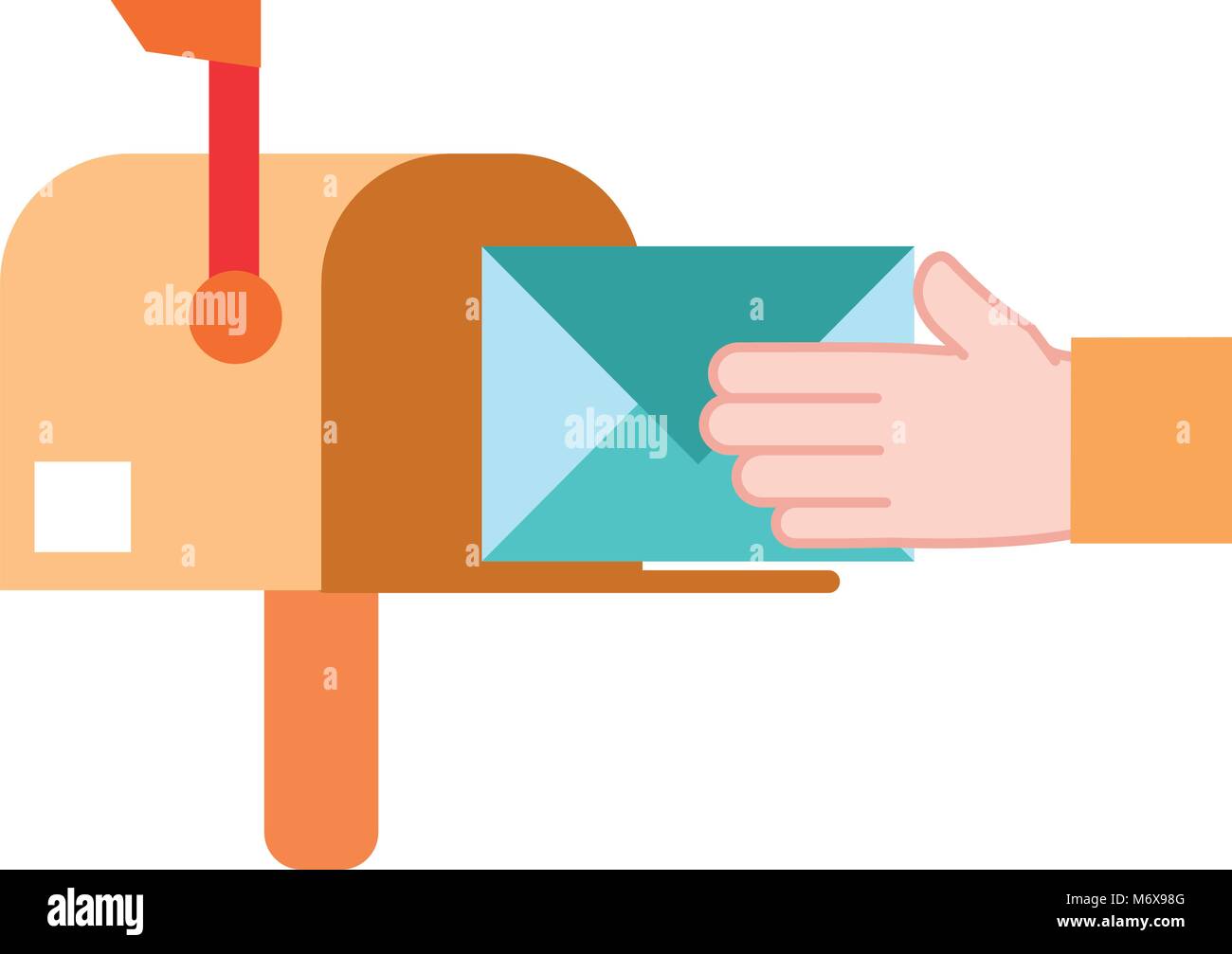 colorful mailbox message and man hand with post letter vector ...