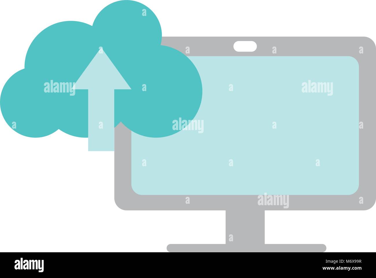 colorful computer technology with cloud data loading vector ...