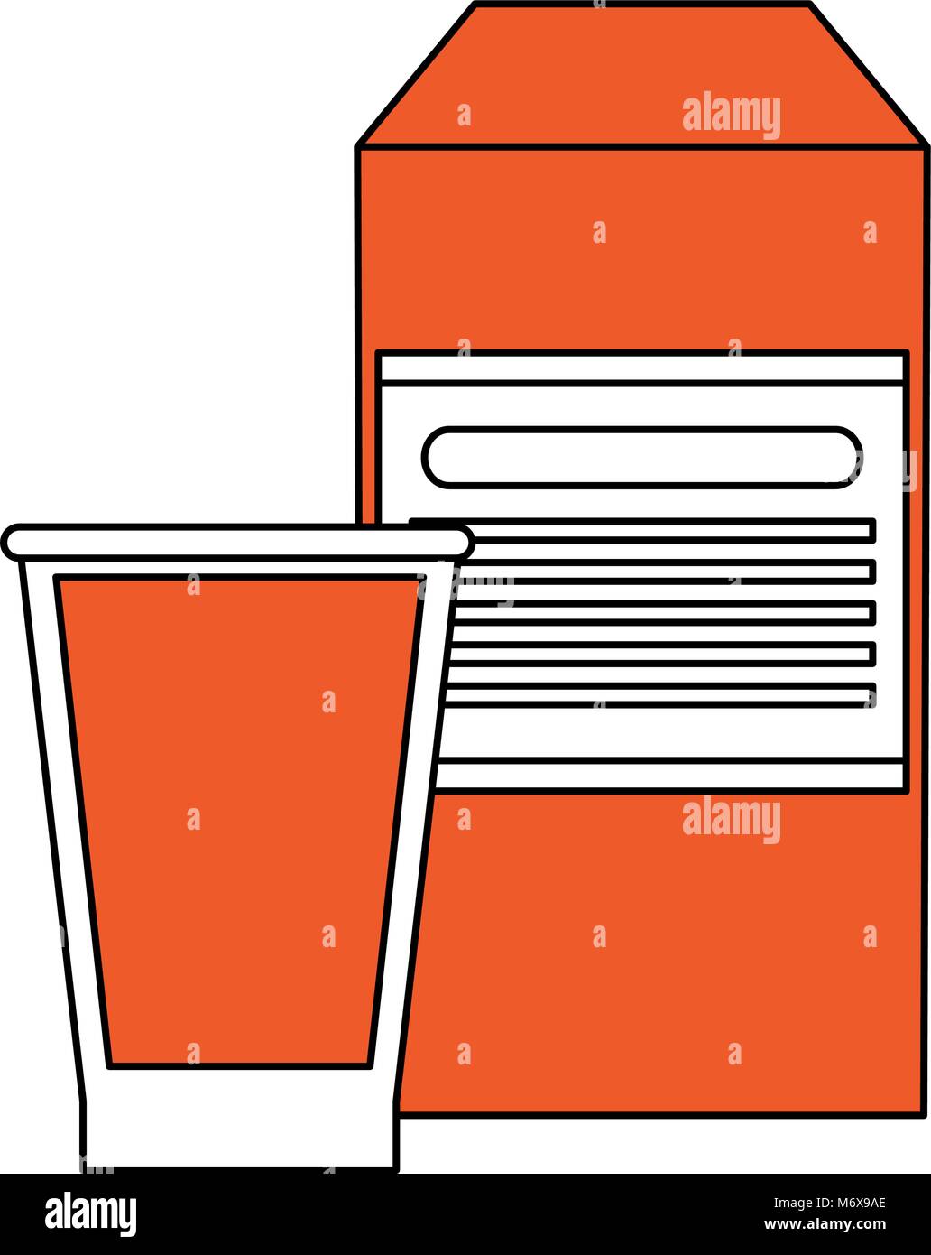 Orange juice box with glass vector illustration graphic design Stock