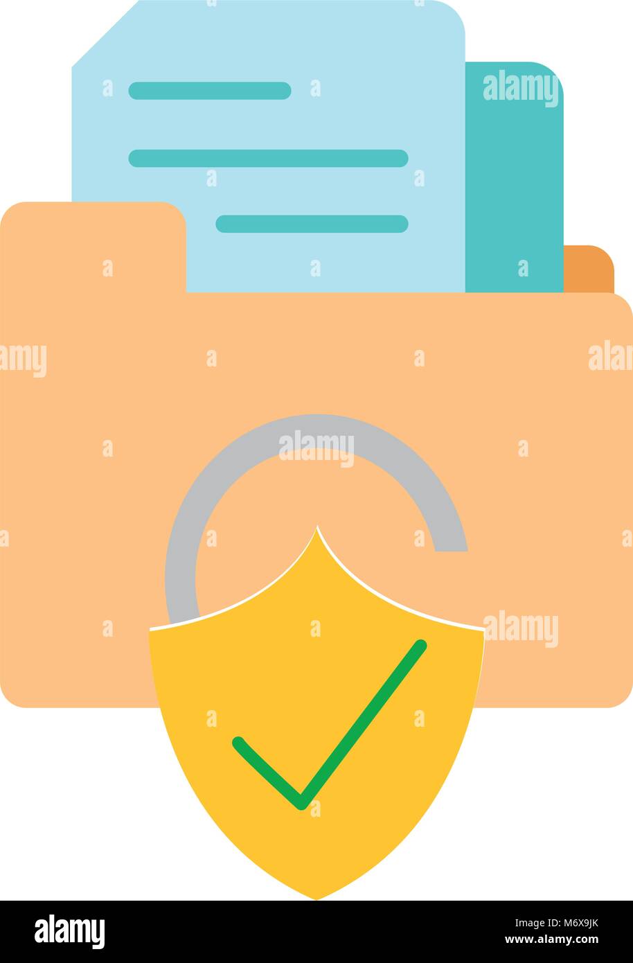 colorful file folder with document and padlock security vector ...