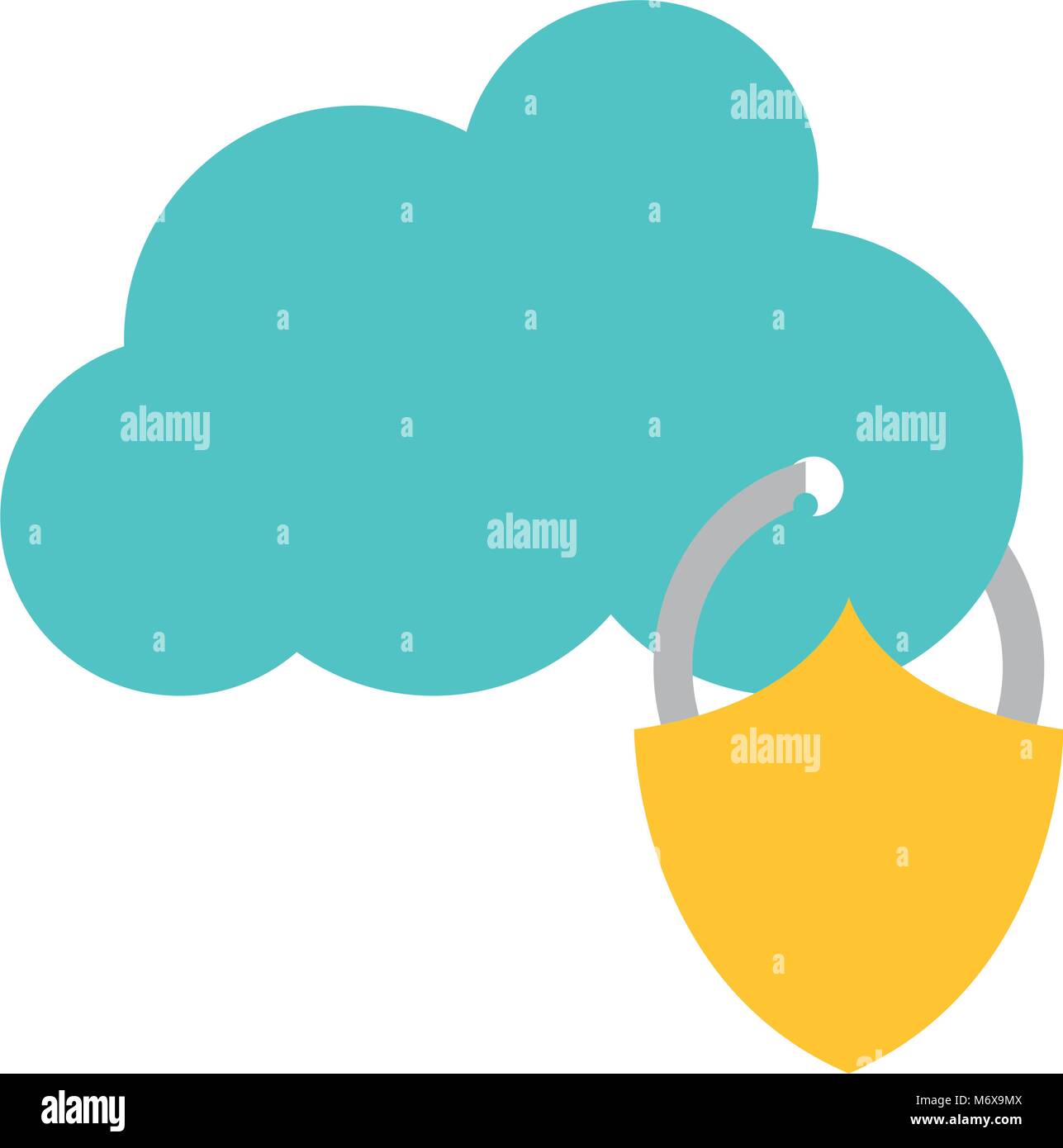 colorful cloud data connection and padlock security vector illustration ...