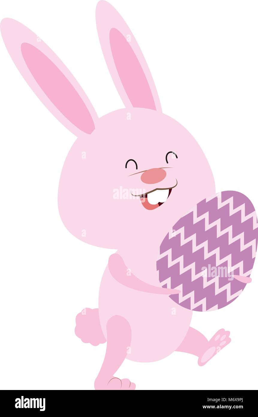Cute rabbit holding easter egg icon vector illustration graphic design ...