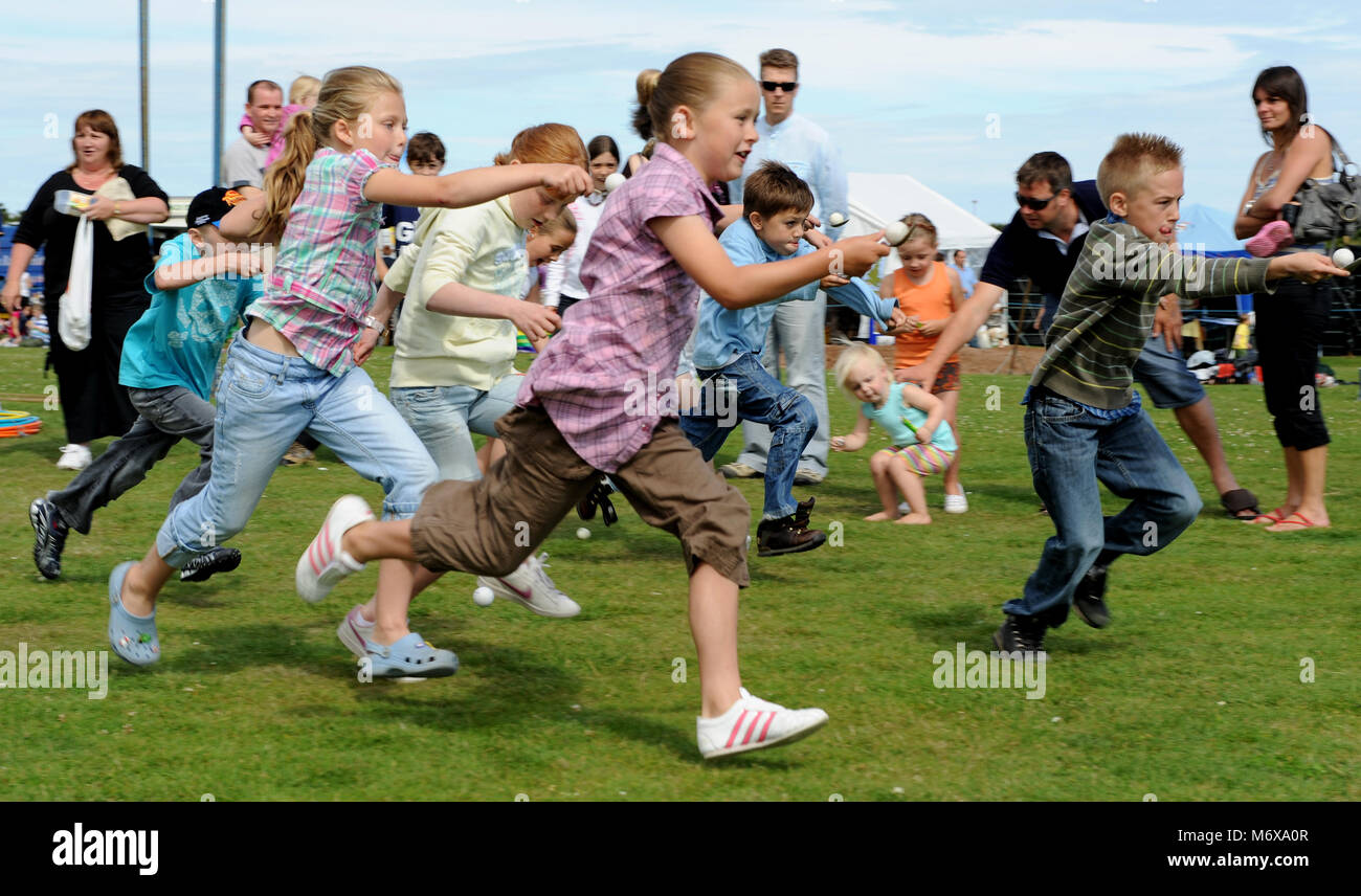 Egg and Spoon Race, Highland Games, Montrose, Scotland Stock Photo