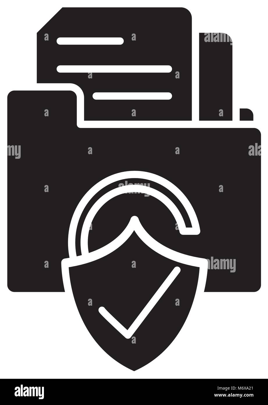 silhouette file folder with document and padlock security vector ...