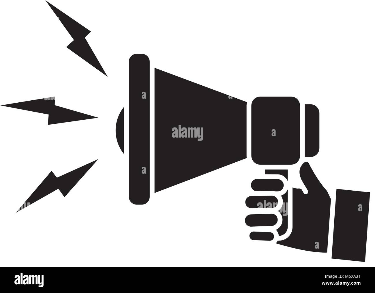 silhouette man hand with megaphone sound message vector illustration ...