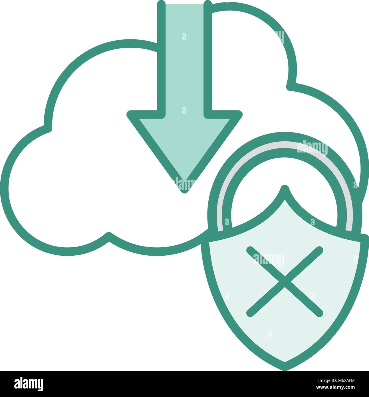 duo color cloud data downloading and padlock bad security Stock Vector ...