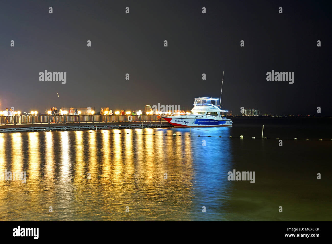 Ancol Beach at Night, Jakarta, Indonesia Stock Photo