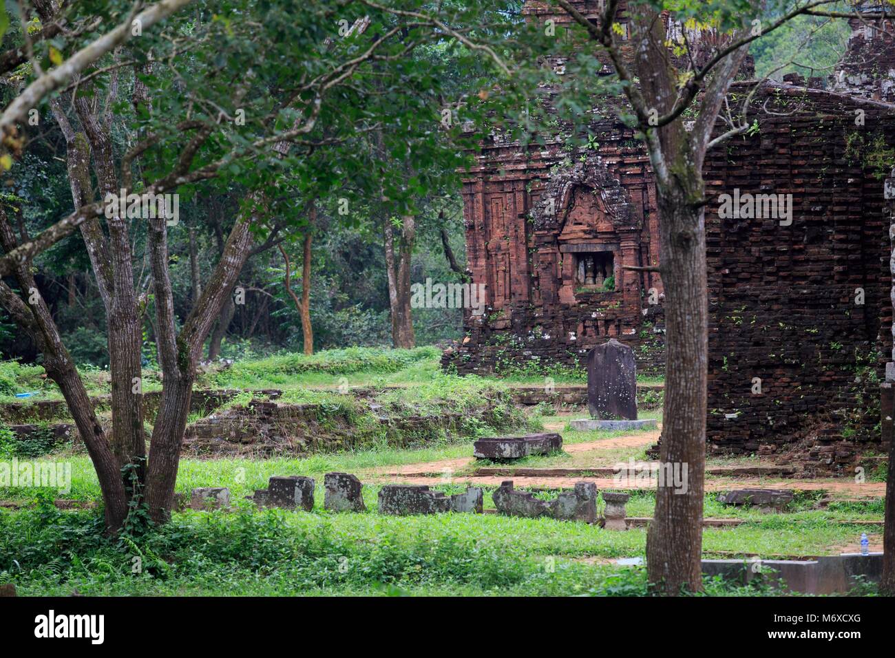 The ancient Hindu temple complex of My Son in the jungles of Qang Nam Province, Vietnam Stock Photo