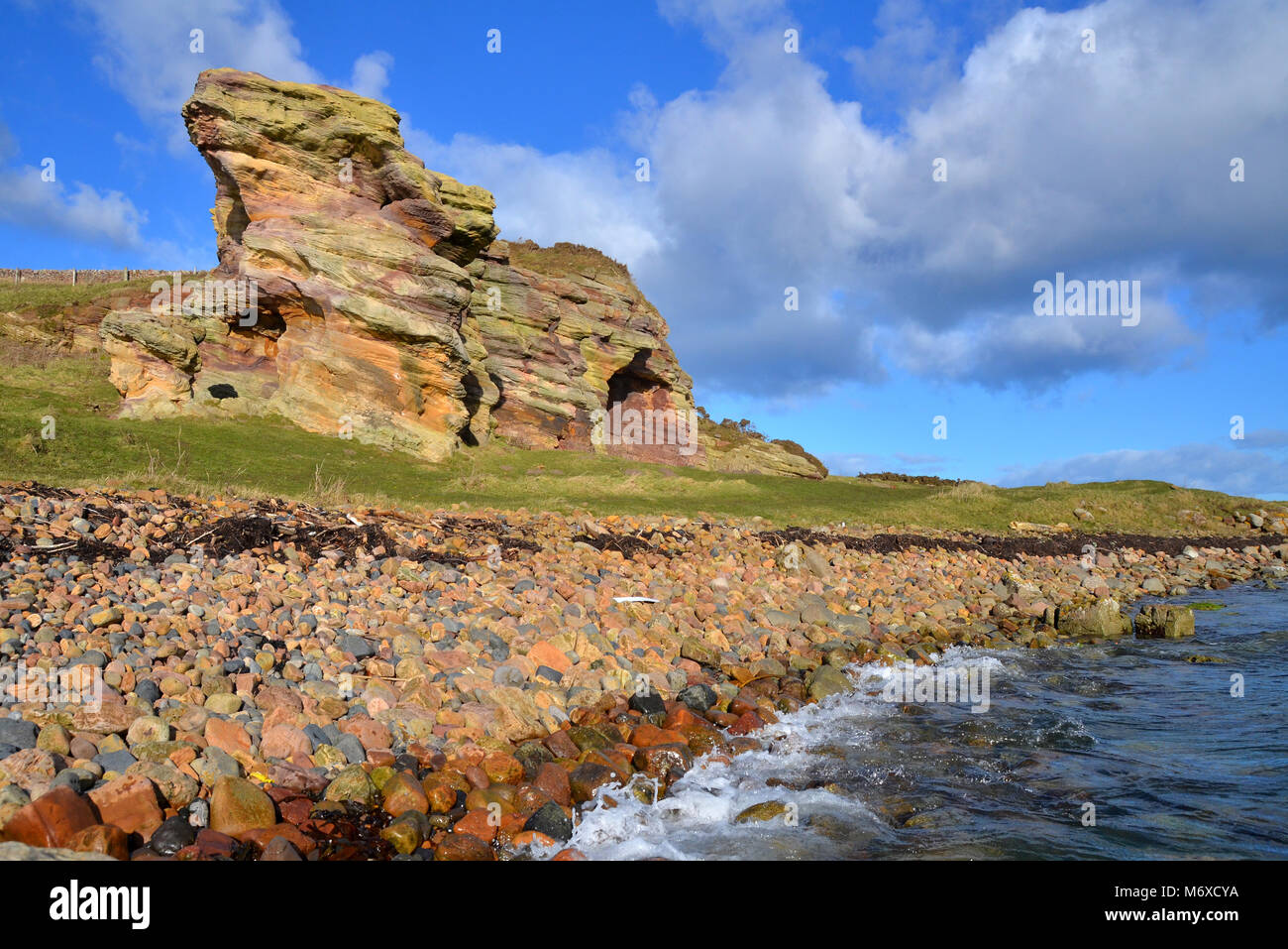 The Caves of Caiplie - The Coves - on route of the Fife coastal walk near Cellardyke / Kilrenny in Fife Scotland, Britain. Stock Photo