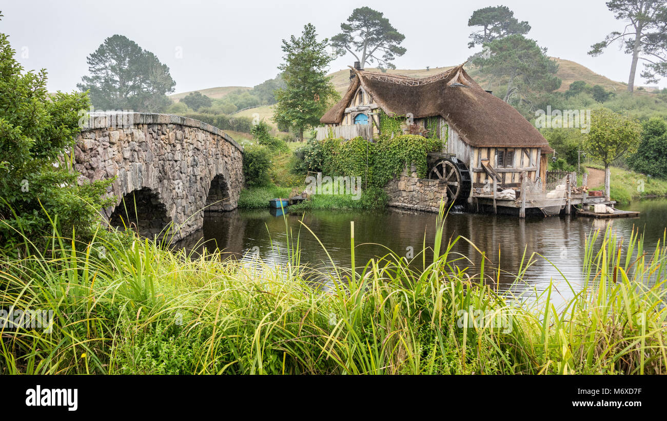 Hobbiton Movie Set, Matamata, North Island, New Zealand Stock Photo