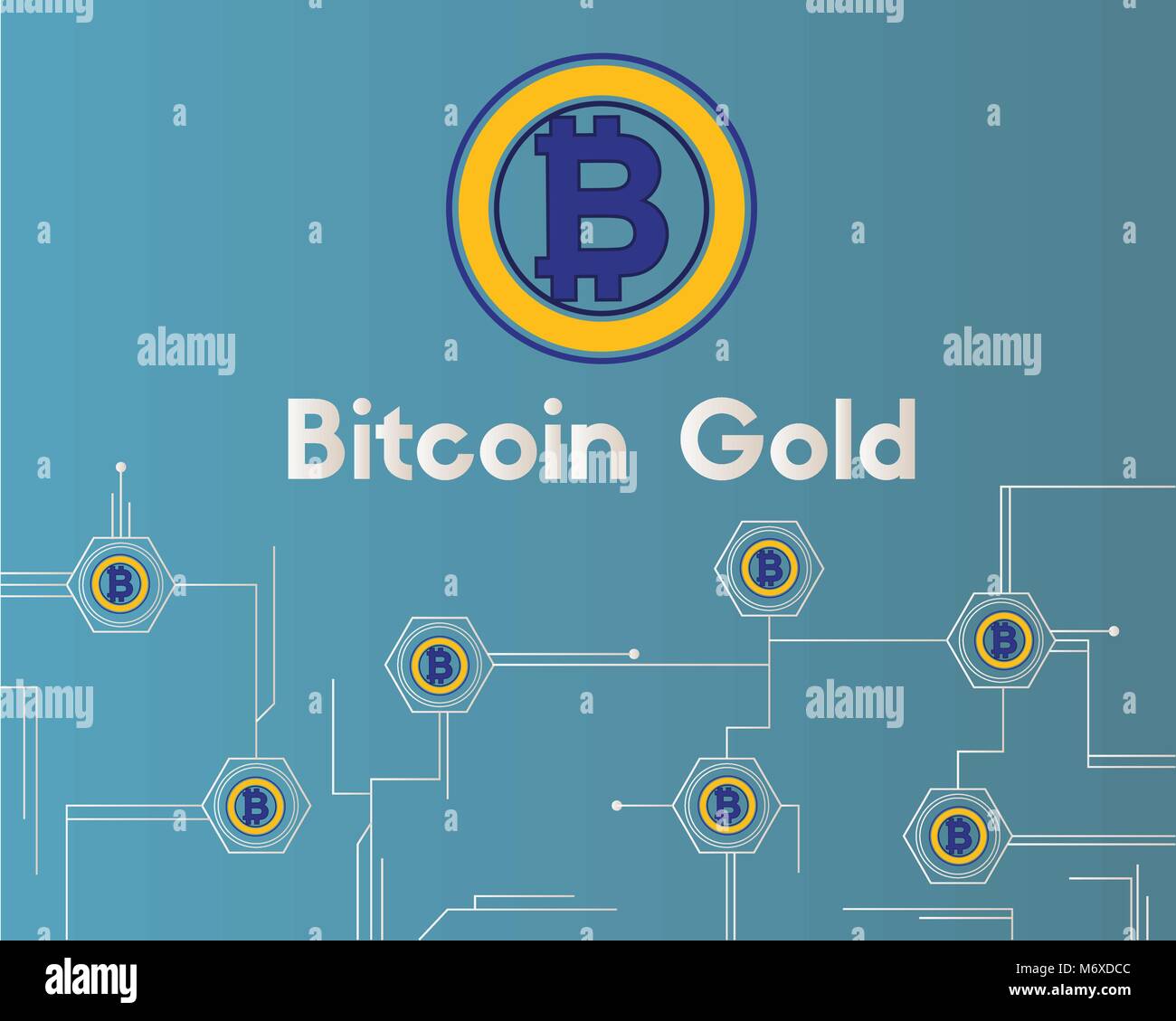 Bitcoin gold cryptocurrency circuit technology background Stock Vector ...