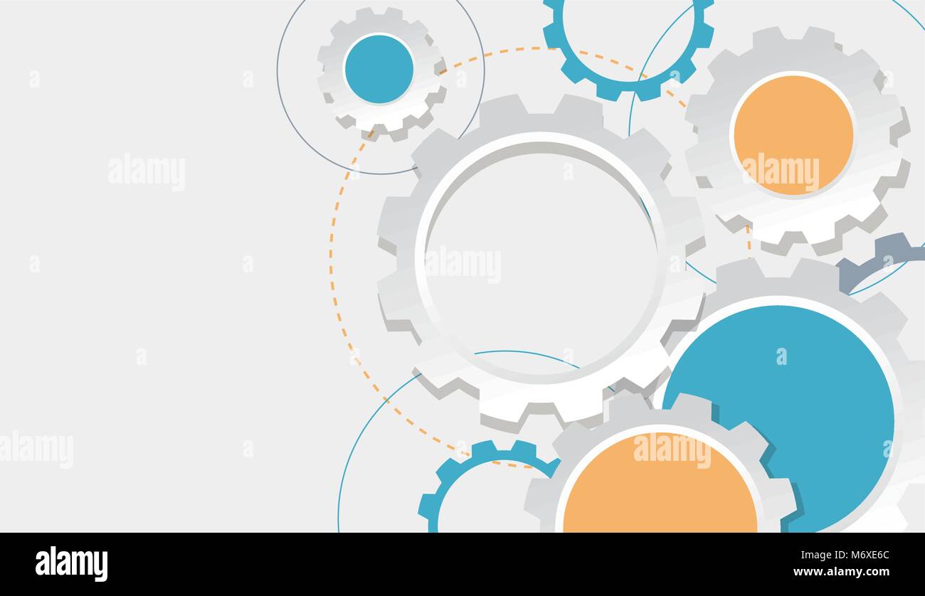 Background template with gears in orange and blue illustration Stock ...
