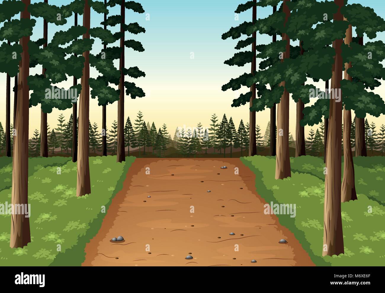 Background scene with pine forest illustration Stock Vector Image & Art ...