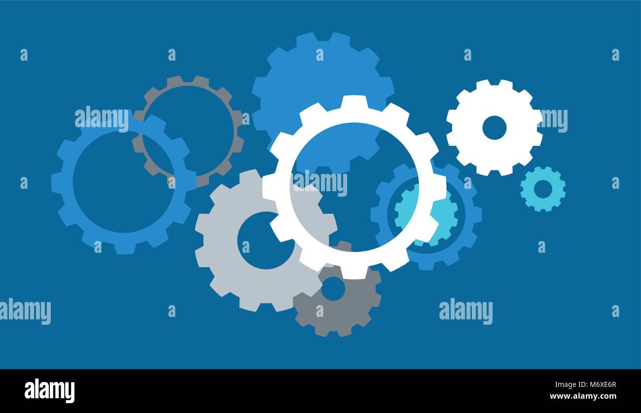 Gears on blue background illustration Stock Vector Image & Art - Alamy