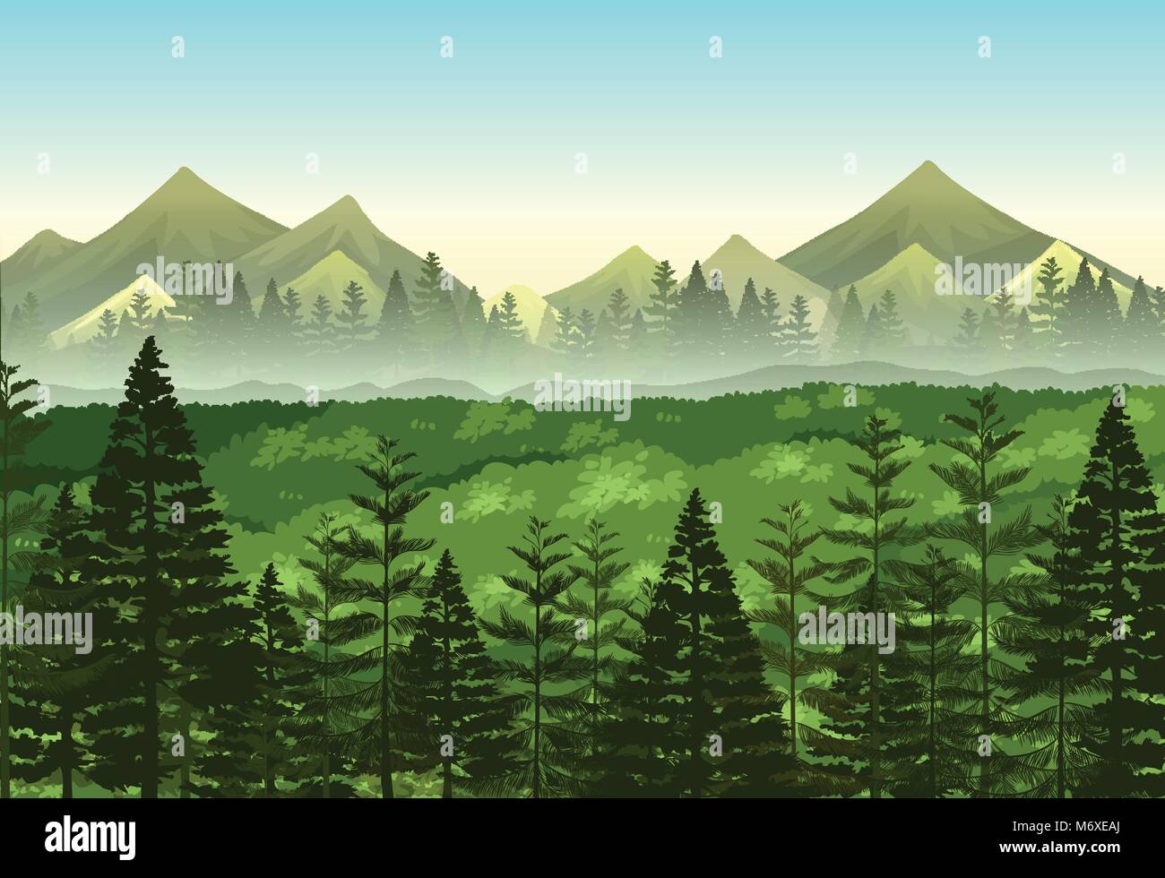 Background scene pine forest illustration Stock Vector Image & Art - Alamy