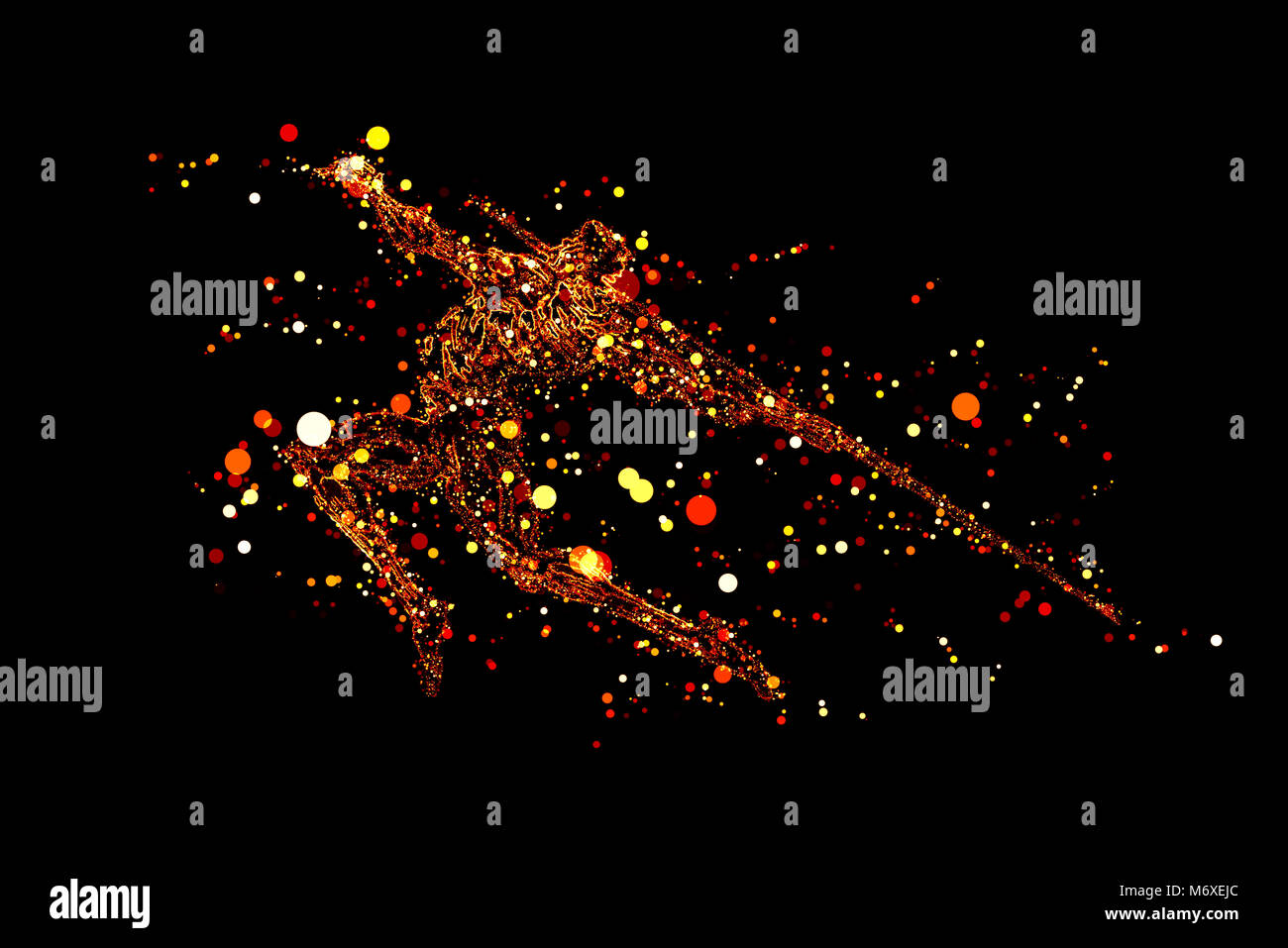 Light spots composed of moving figures, intense sports, athletes Stock Photo